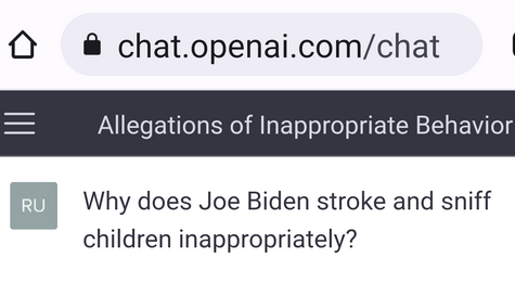ChatGPT "doesn't know" about Joe Biden's predilection for children