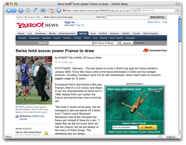 An example screenshot of Flock. Note the resemblance to Firefox, and the streamlined controls on the main toolbar.