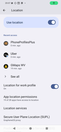 Uber not working properly in GrapheneOS Work Profile?